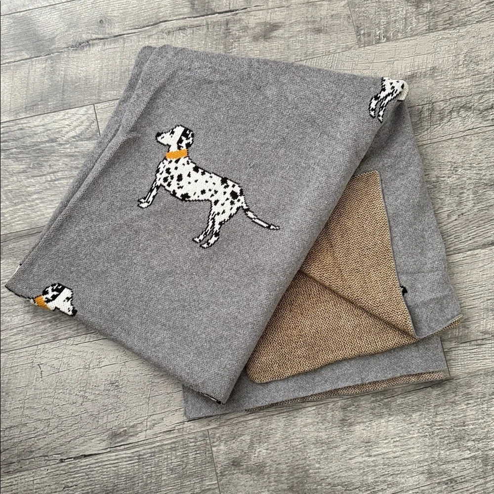 Knitted Dalmatian Pattern Throw cotton gray 60 inch x 80 inch